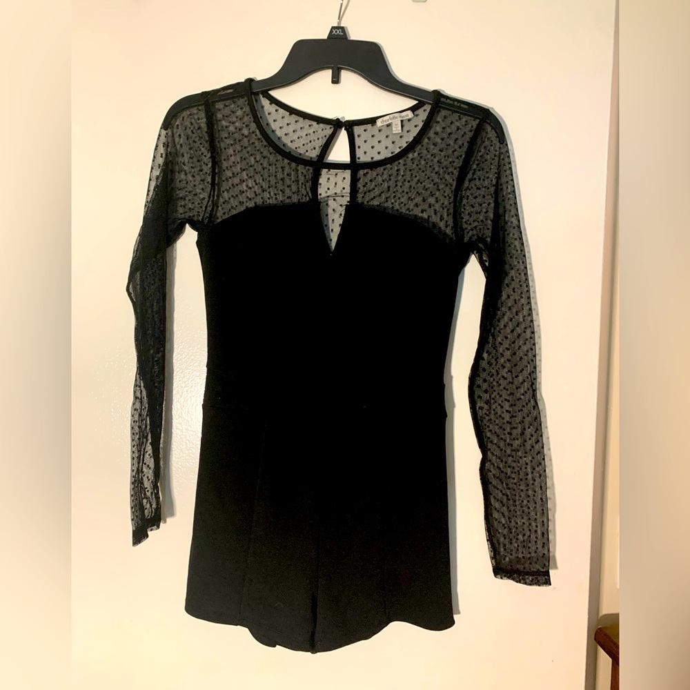 Charlotte Russe Romper w Polka Dot Mesh